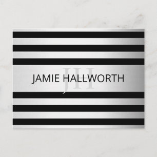 Contemporary Faux Silver Ombre Rand & Black Vykort