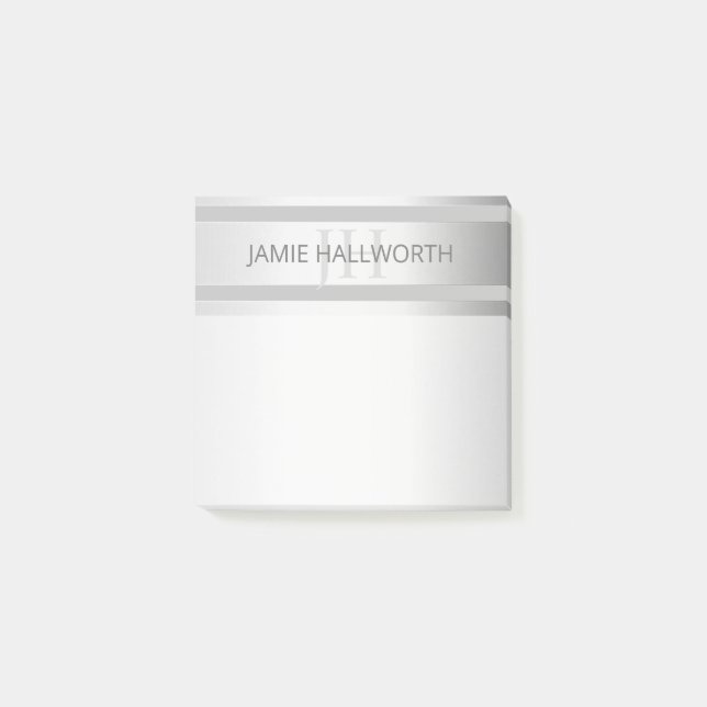 Contemporary Faux Silver Ombre Rand & Grått Post-it Block (Framsida)