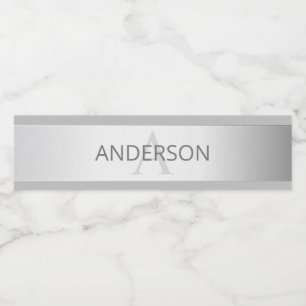 Contemporary Faux Silver Ombre Rand & Grått Vattenflaskor Etikett