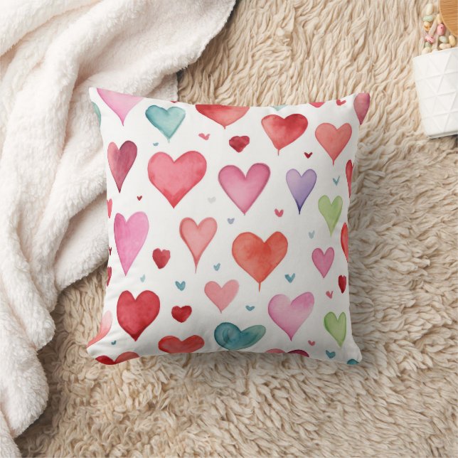 Contemporary Flicka Nursery Heart Mönster Kudde (Filt)