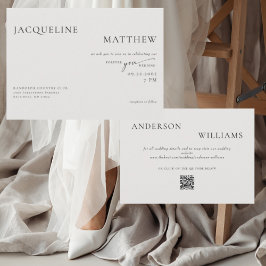 Contemporary för dig Beige QR-kod Bröllop Inbjudningar