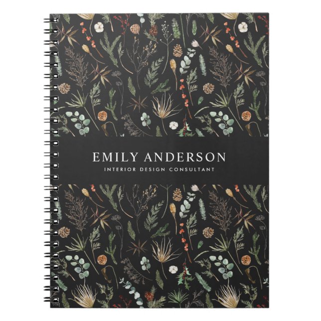 contemporary för svart modern botanisk elegant anteckningsbok (Framsidan)