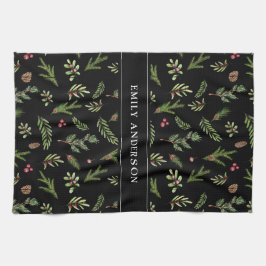 contemporary för svart modern botanisk elegant kökshandduk