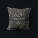 contemporary för svart modern botanisk elegant kudde<br><div class="desc">Svart modern blommigt för contemporary av botaniska eleganter svart design för personlig av moody snyggt.</div>