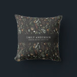 contemporary för svart modern botanisk elegant kudde<br><div class="desc">Svart modern blommigt för contemporary av botaniska eleganter svart design för personlig av moody snyggt.</div>