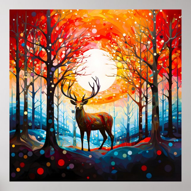 Contemporary Forest Vild Hjort Poster (Framsidan)