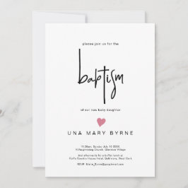 Contemporary Girl Baby Baptism Announement Inbjudningar
