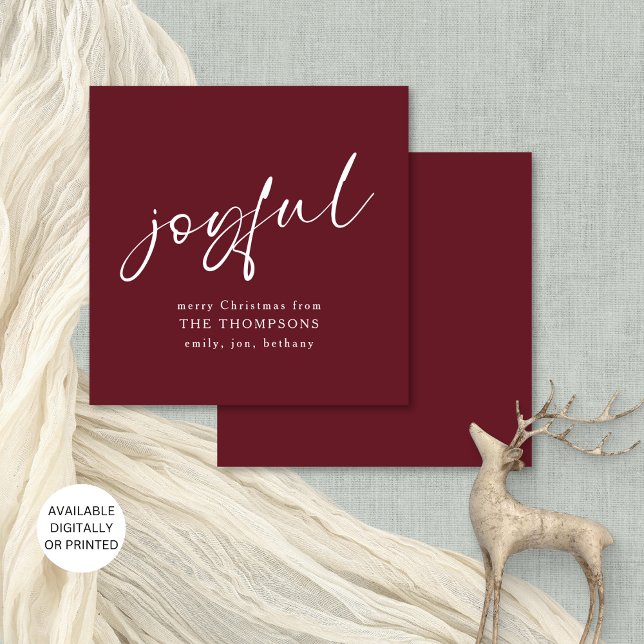 Contemporary Glatt God jul Burgundy Inbjudningar (Front and back view, available digitally or printed)