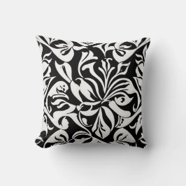 Contemporary Glossy Damask - svartvitt Kudde