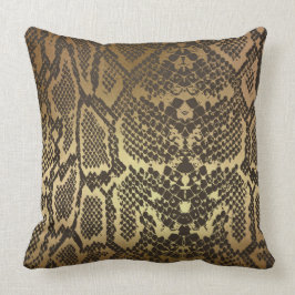 Contemporary Golden Black Python Snake Skin Kudde