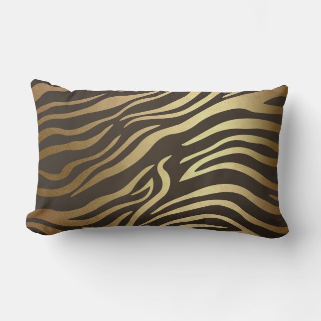 Contemporary Golden Black Zebra Safari Skin Lumbarkudde (Framsida)