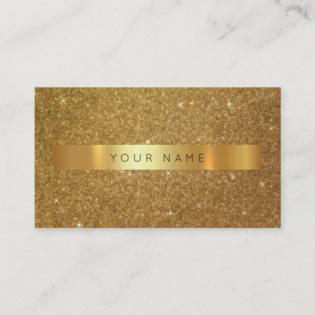 Contemporary Golden Glitter Rand Vip Glam Visitkort (Framsida)