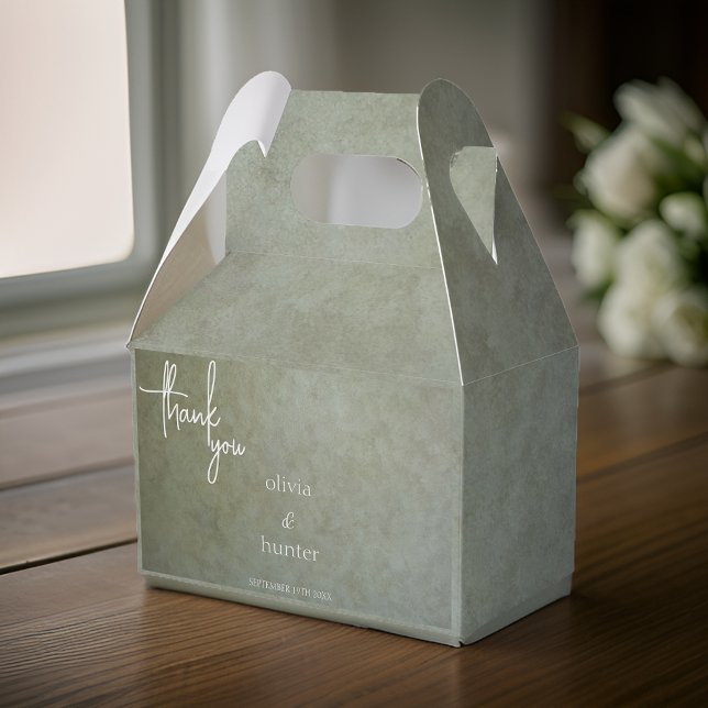 Contemporary Golden Sage Faux Suede Paint Bröllop Presentaskar (Skapare uppladdad)
