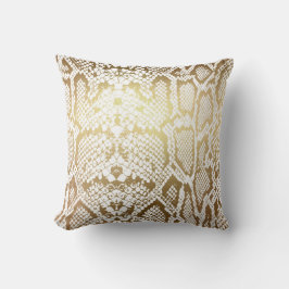 Contemporary Golden White Python Snake Skin Kudde