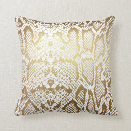 Contemporary Golden White Python Snake Skin Kudde