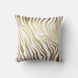 Contemporary Golden White Zebra Safari Skin Kudde