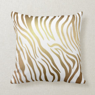 Contemporary Golden White Zebra Safari Skin Kudde