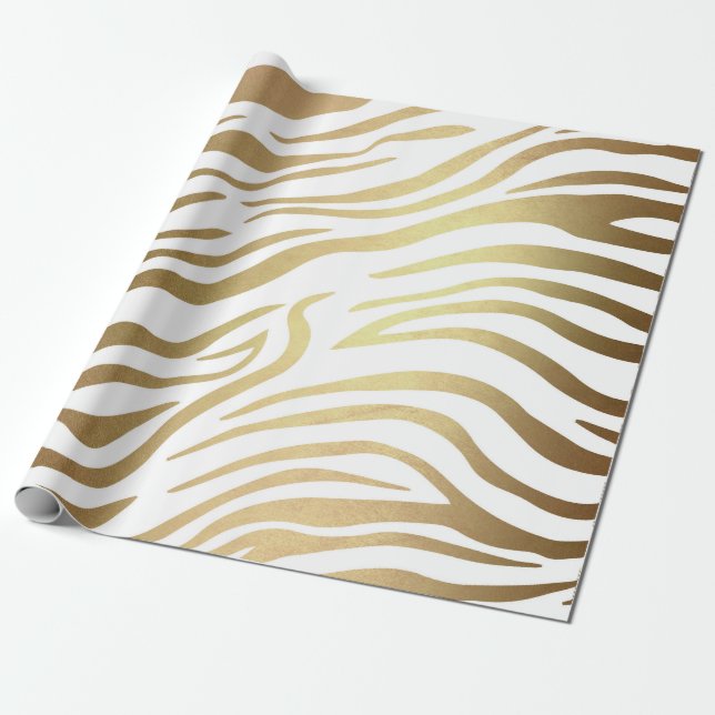 Contemporary Golden Zebra White Safari Skin Vip Presentpapper (Utrullad)