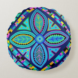 Contemporary Granny Square Flower Rund Kudde