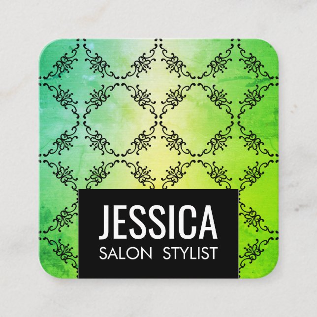 Contemporary Grönt Glamor Fyrkantigt Visitkort (Framsida)