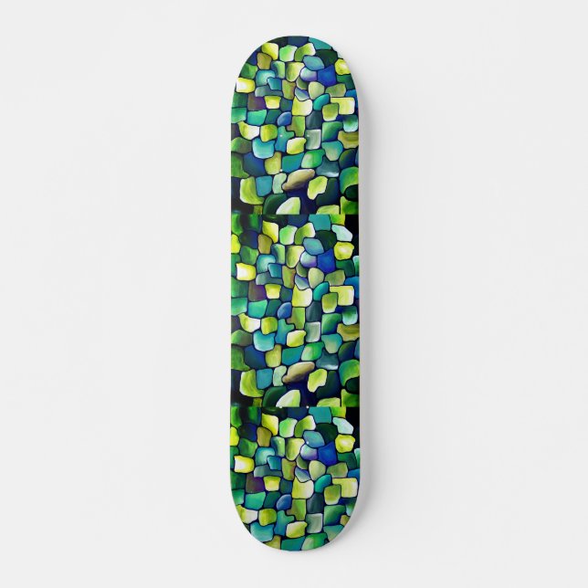 Contemporary Grönt Mönster Mini Skateboard Bräda 18,7 Cm (Framsida)