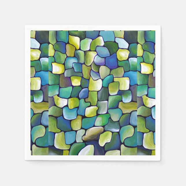 Contemporary Grönt Mönster Pappersservett (Framsidan)