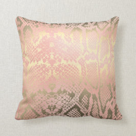 Contemporary Guld Rosa White Python Snake Skin Kudde
