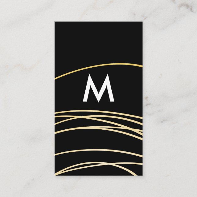 Contemporary Guld Scribbles med Monogram Visitkort (Framsida)