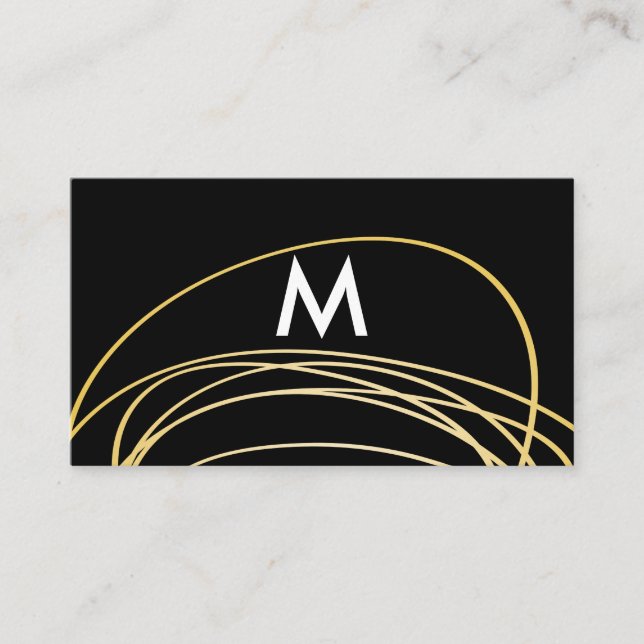 Contemporary Guld Scribbles med Monogram Visitkort (Framsida)
