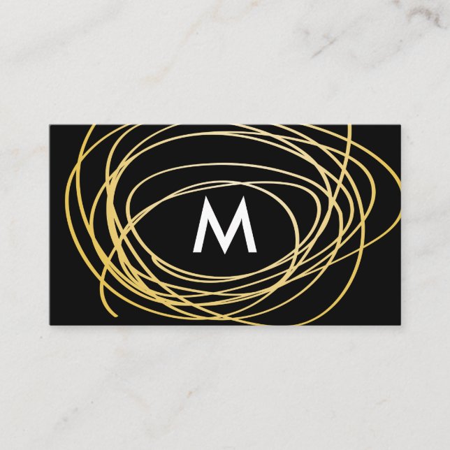 Contemporary Guld Scribbles med Monogram Visitkort (Framsida)