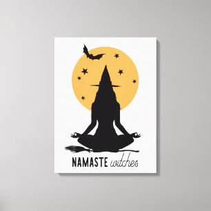 Contemporary Halloween yoga Witch Canvastryck
