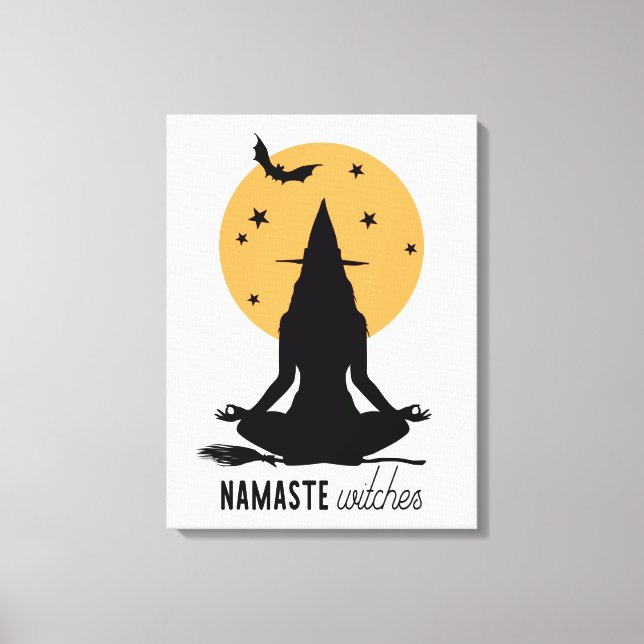 Contemporary Halloween yoga Witch Canvastryck (Framsida)