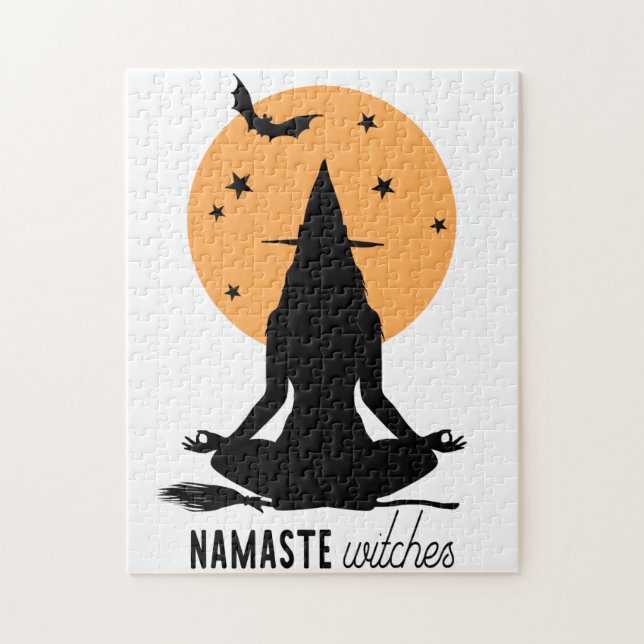Contemporary Halloween yoga Witch Pussel (Vertikal)