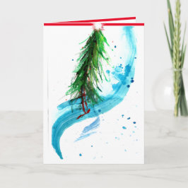 Contemporary Julgran fångar säsongssprit Kort