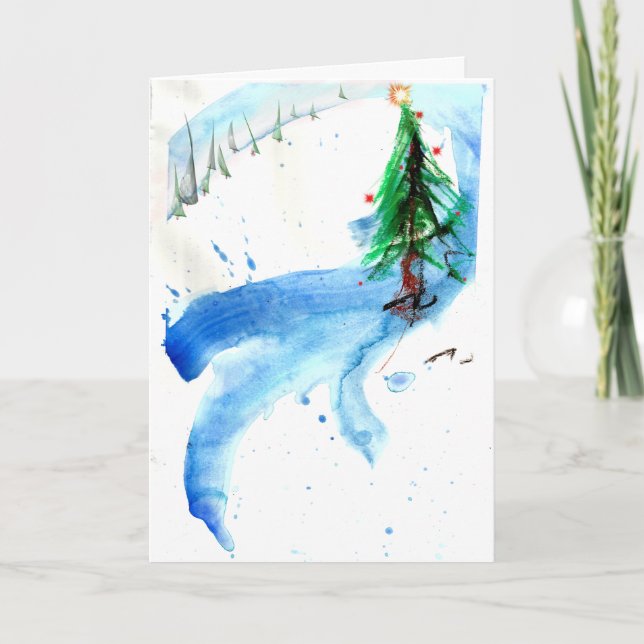 CONTEMPORARY JULGRAN i TRÄD Kort (Framsida)