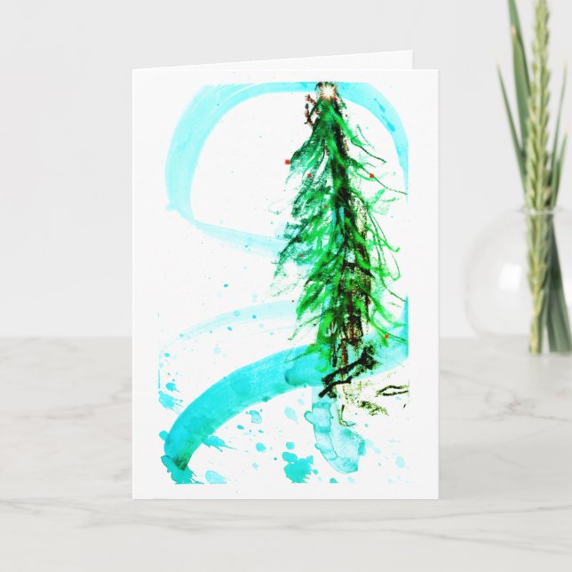 Contemporary Julgran Star Snö Ljus Kort (Framsida)