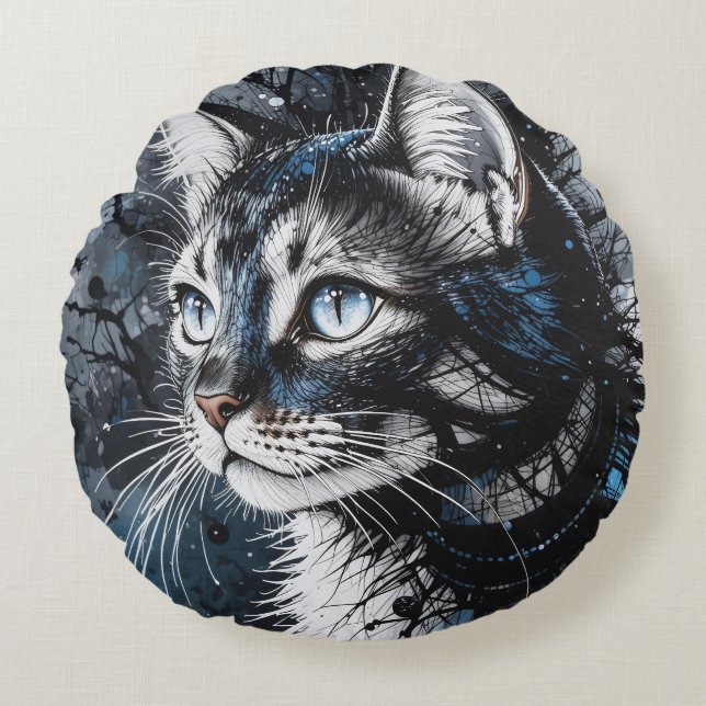 Contemporary Katt Rund Kudde (Framsidan)