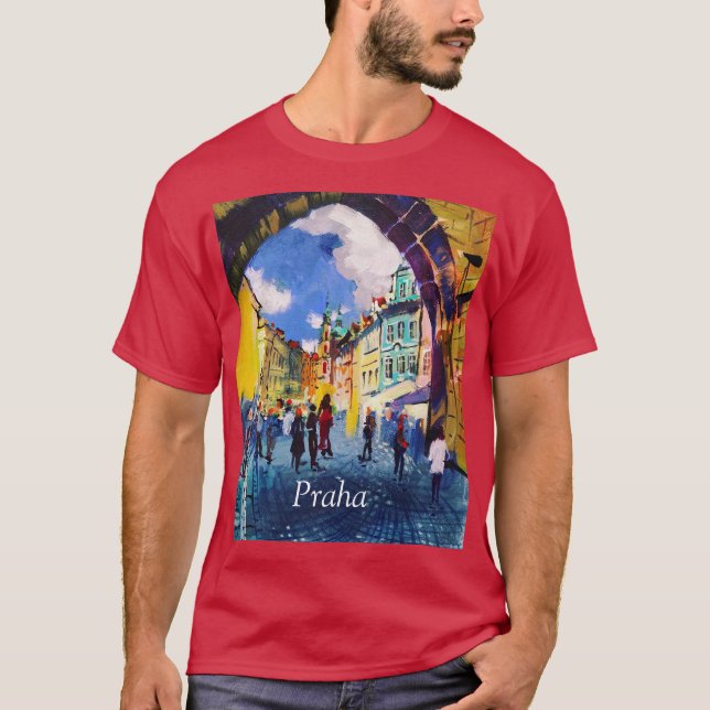 Contemporary konst , målning , Prag T Shirt (Framsida)