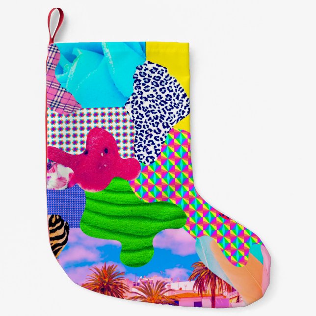 Contemporary konstkollage. Blanda snyggtens textur Liten Julstrumpa (Framsidan)