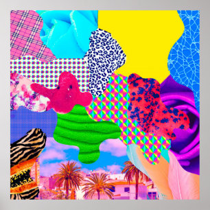 Contemporary konstkollage. Blanda snyggtens textur Poster