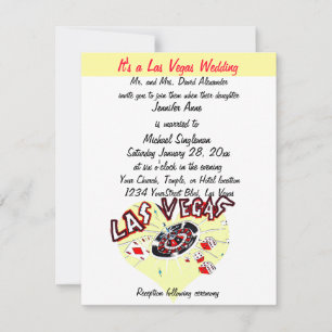 Contemporary Las Vegas Bröllop Heart Inbjudningar