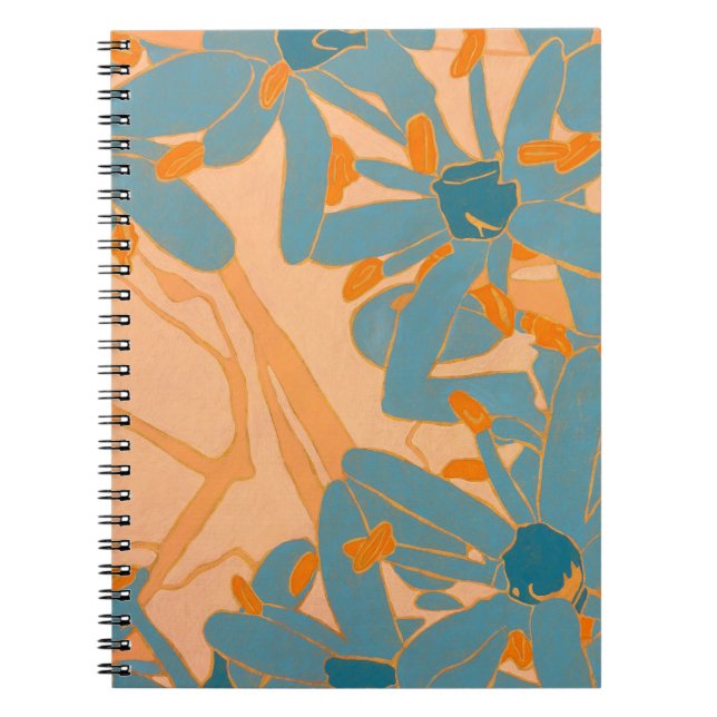 Contemporary Leaf Design in Peach Anteckningsbok (Framsidan)