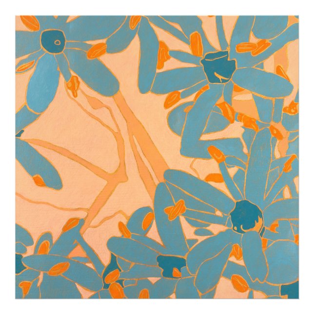 Contemporary Leaf Design in Peach Fototryck (Framsidan)