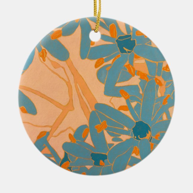 Contemporary Leaf Design in Peach Julgransprydnad Keramik (Framsidan)