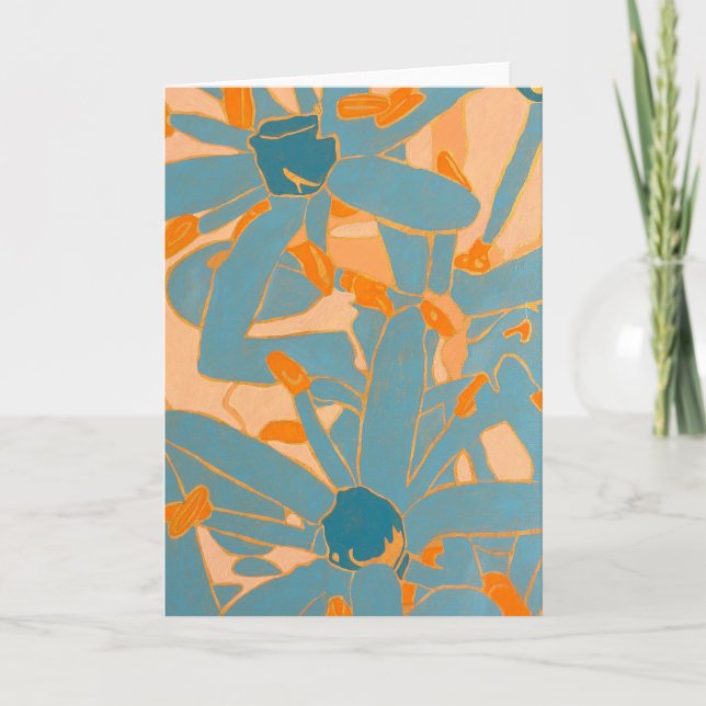 Contemporary Leaf Design in Peach  Kort (Framsida)