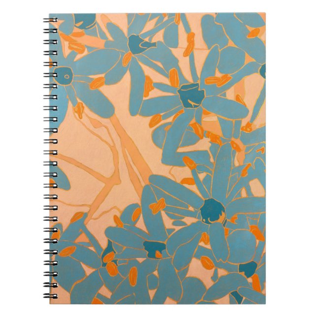 Contemporary Leaf Design Peach Anteckningsbok (Framsidan)
