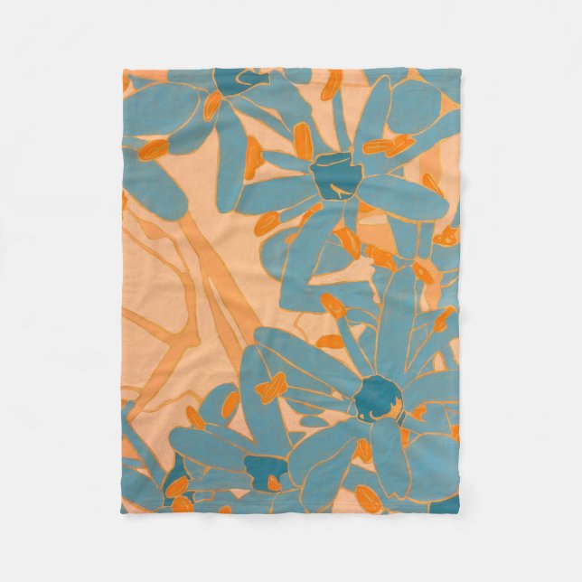 Contemporary Leaf Design Peach Fleecefilt (Framsidan)