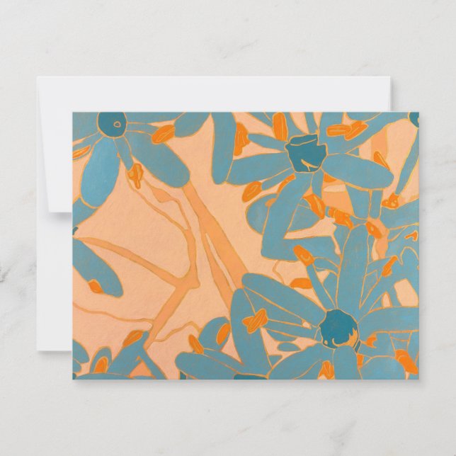 Contemporary Leaf Design Peach Tack Kort (Framsida)