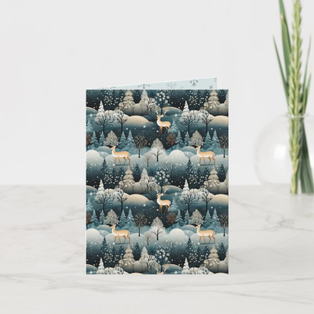 Contemporary liggande och Hjort jul Kort (Framsida)
