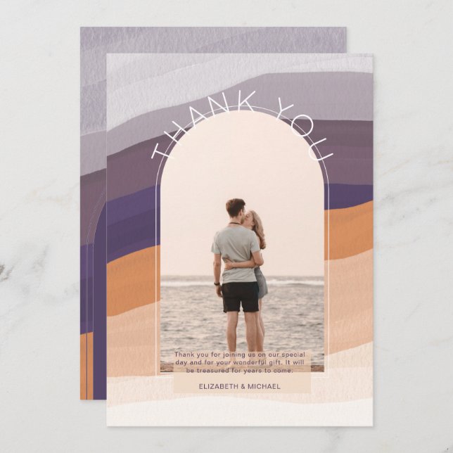 Contemporary Lila Orange Stripe PHOTO TACK (Fram/baksida)